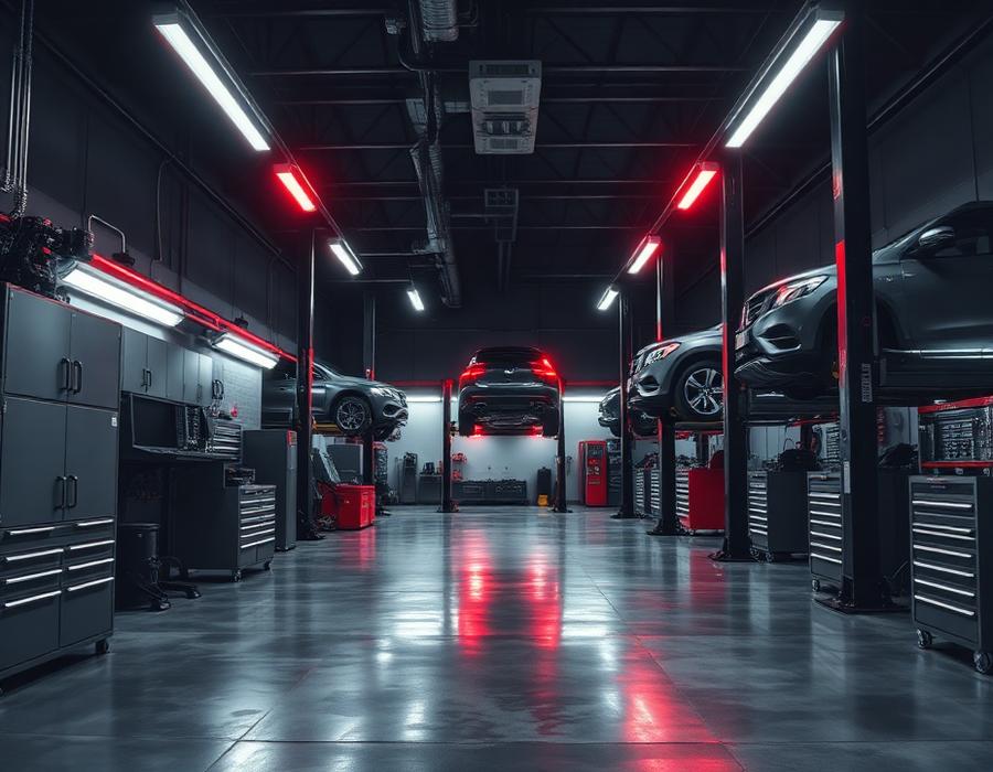 Inside the fully equipped Invincible Motors workshop